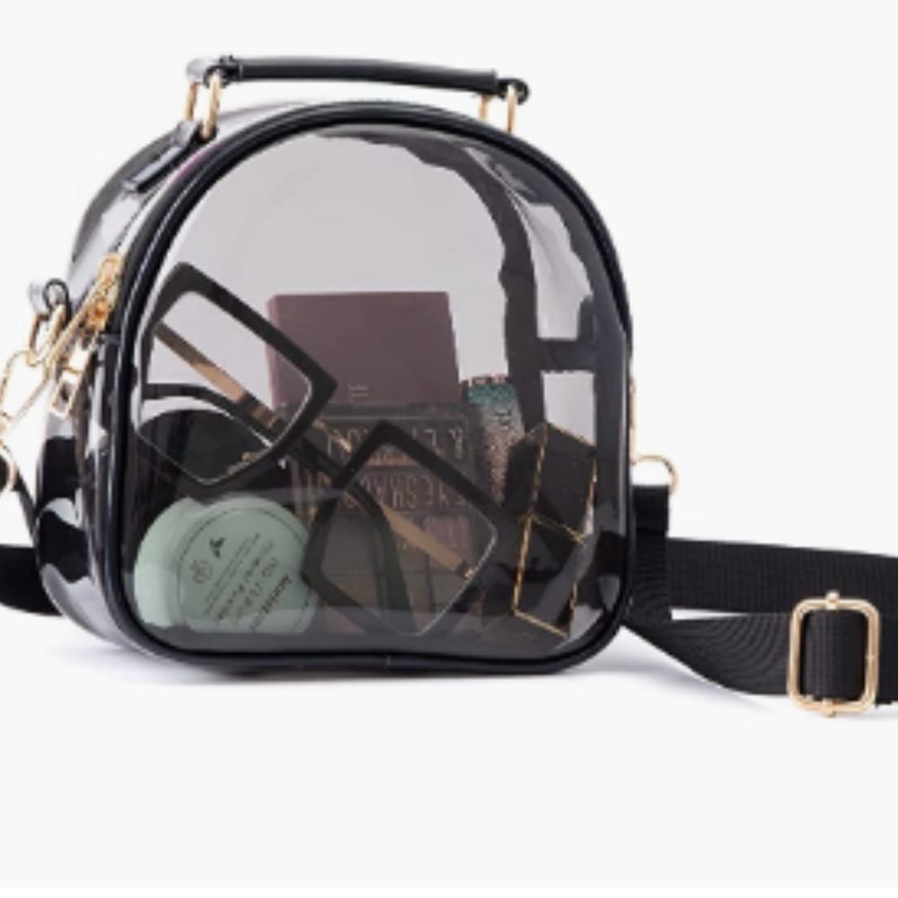 Black Crossbody Transparent Handbag Purse with 2 Shoulder Straps